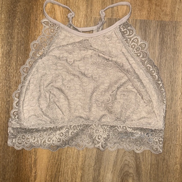 Aerie Halter neck/ high neck lace bralette with racerback straps. Pull on. Sz: S - Picture 2 of 10